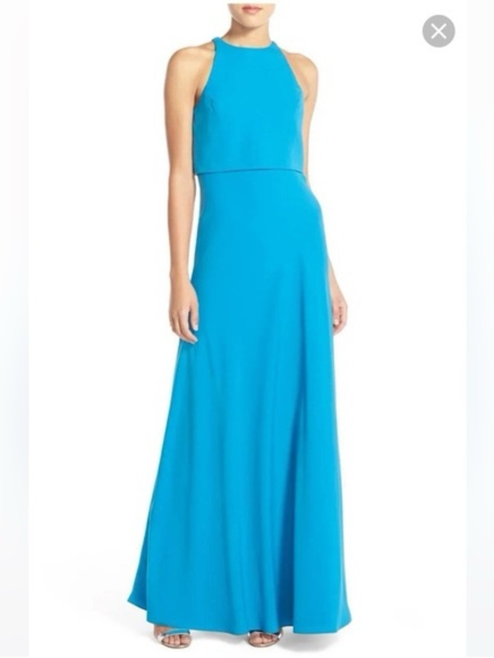 Jill Stuart Sleeveless Teal Blue Formal Gown Open Back Dress